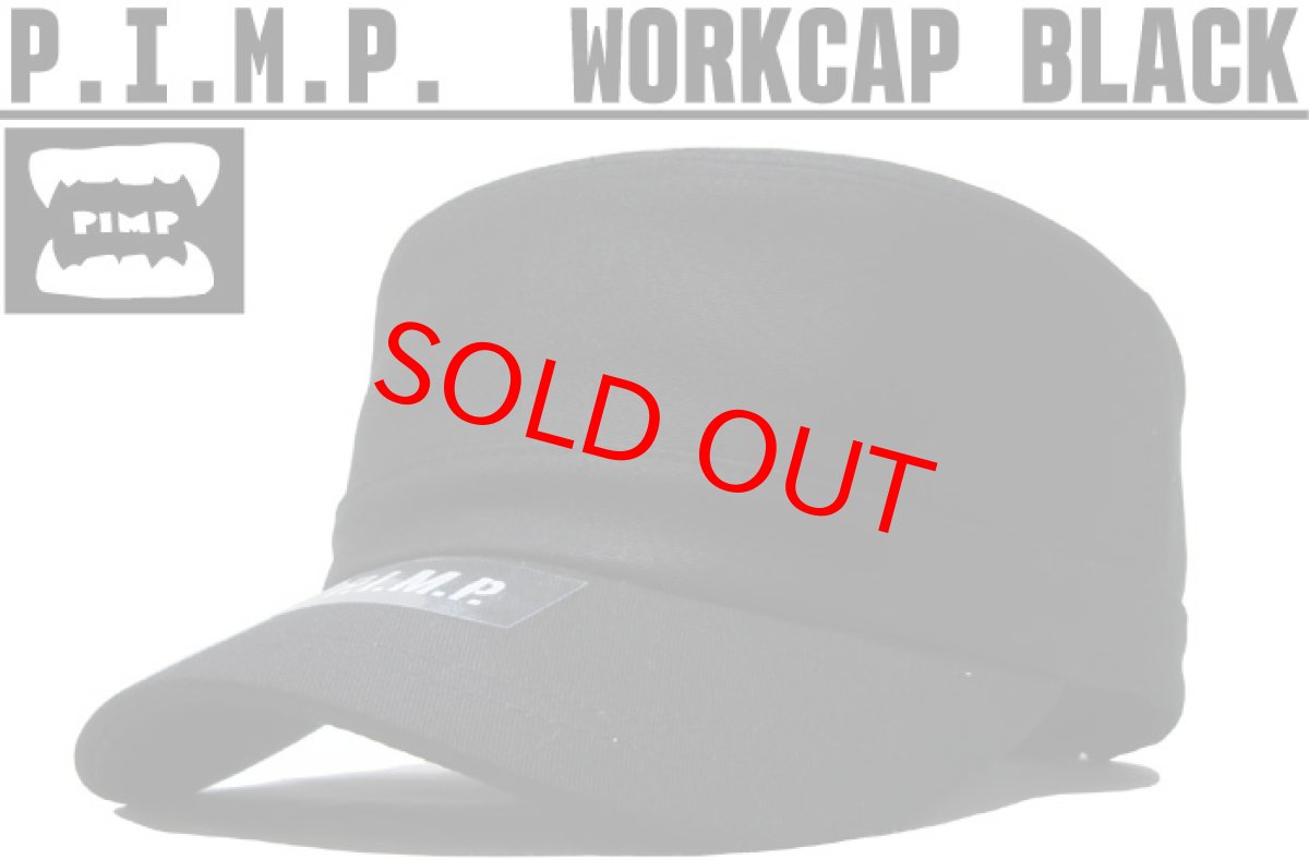 画像1: PIMP LOGO WORK CAP BLACK (1)