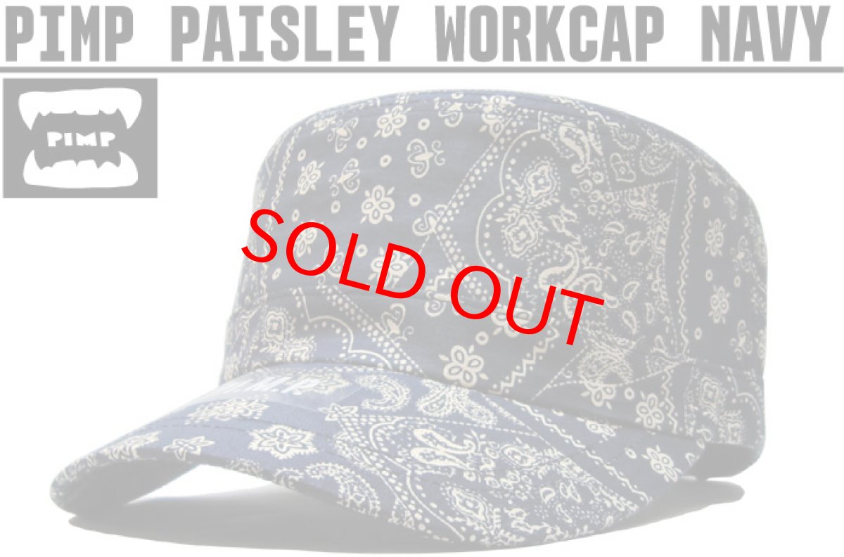 画像1: PIMP ペイズリー WORK CAP NAVY (1)