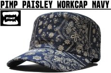 画像1: PIMP ペイズリー WORK CAP NAVY (1)