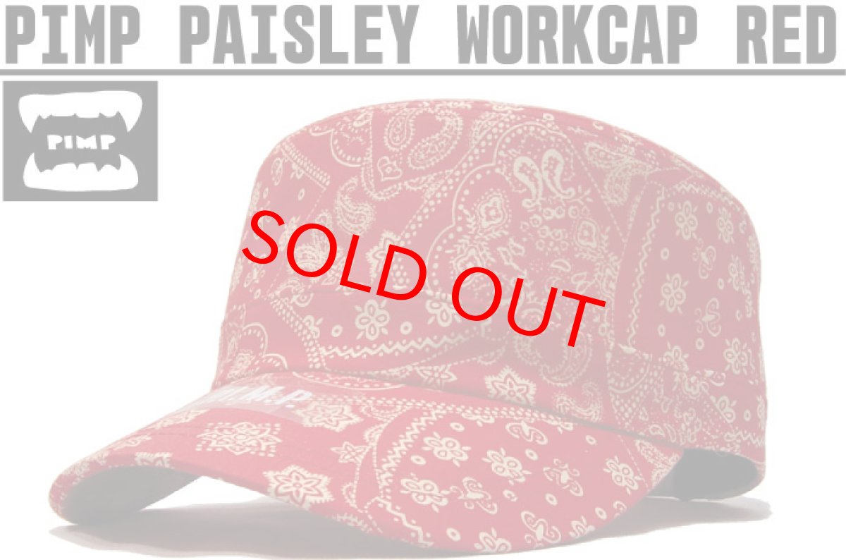 画像1: PIMP ペイズリー WORK CAP RED (1)
