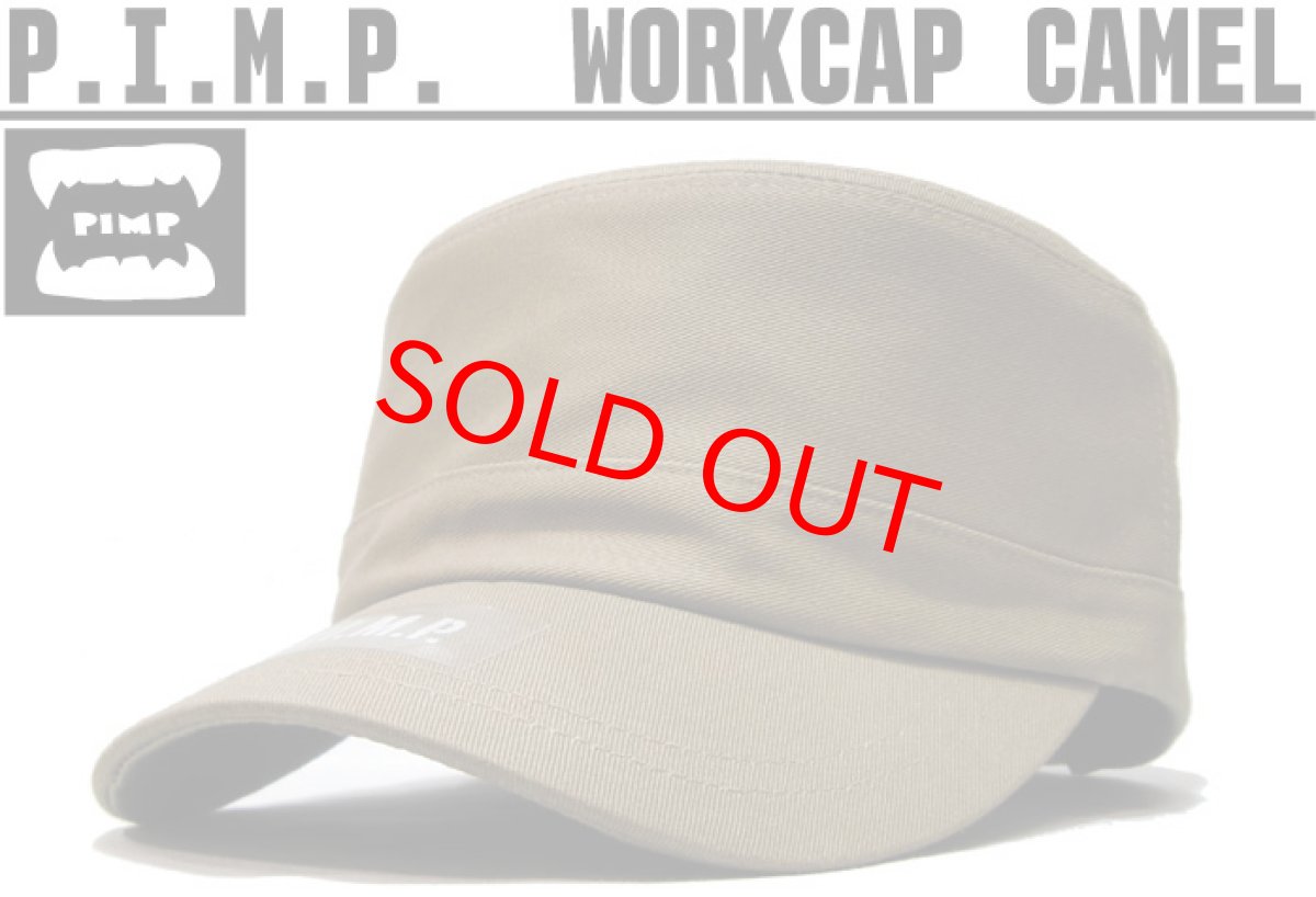 画像1: P.I.M.P LOGO WORK CAP CAMEL (1)