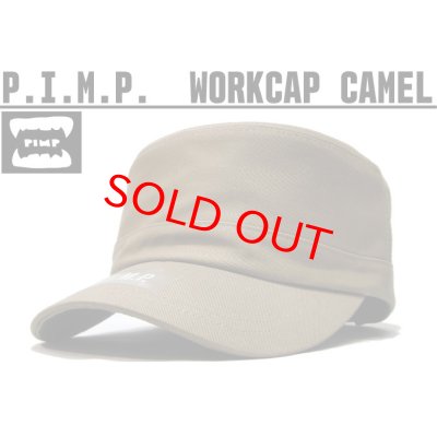 画像1: P.I.M.P LOGO WORK CAP CAMEL