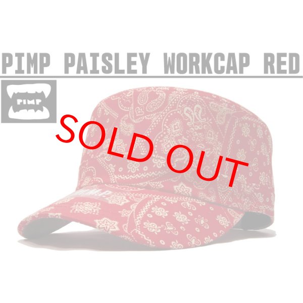 画像1: PIMP ペイズリー WORK CAP RED (1)